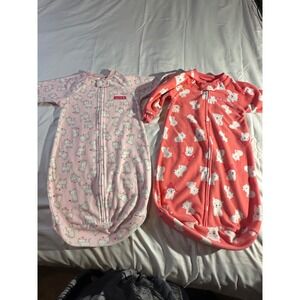 Child of Mine by Carters Baby Girls Fleece Sleep Sacks 2 Pack Pink Cat Bear 0-9M